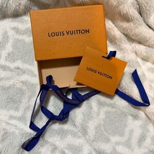 NEW. Louis Vuitton Orange Box with Blue Ribbon and Card